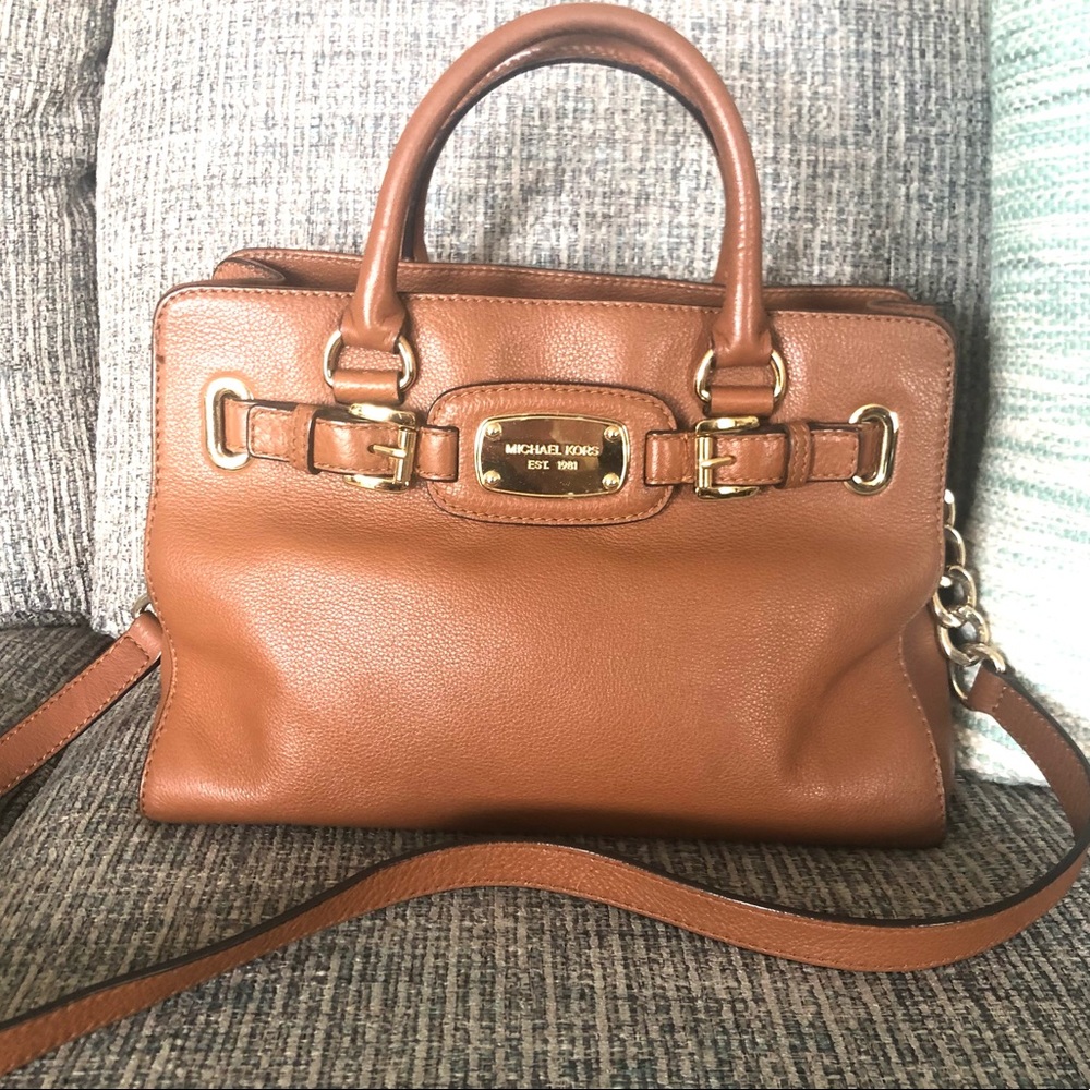 Authentic Michael Kors Pebble Leather Tan Satchel EUC